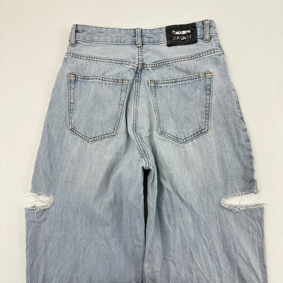 DR. Denim Button Fly Distressed Relaxed Straight Women's size 27 Blue Denim Jean - Picture 3 of 3